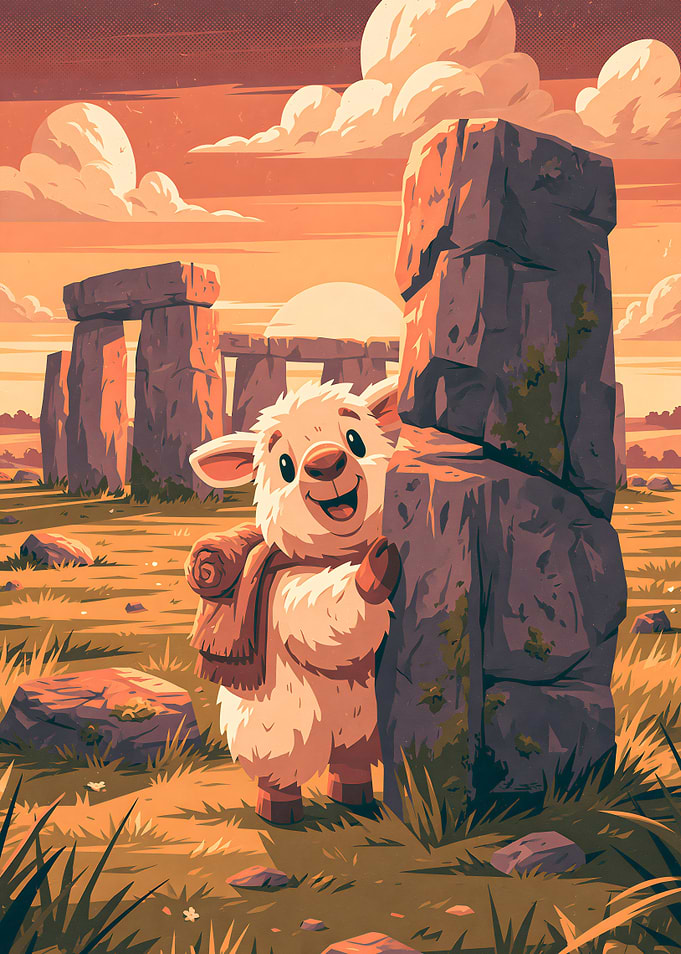 Cute Lamb Exploring Ancient Stonehenge