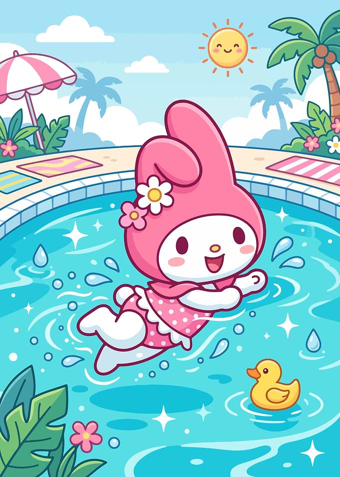 My Melody Swimming in Pool