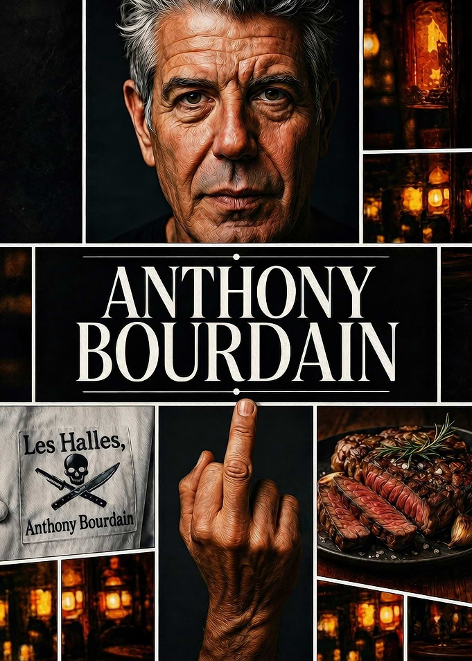 Anthony Bourdain Tribute Collage Poster