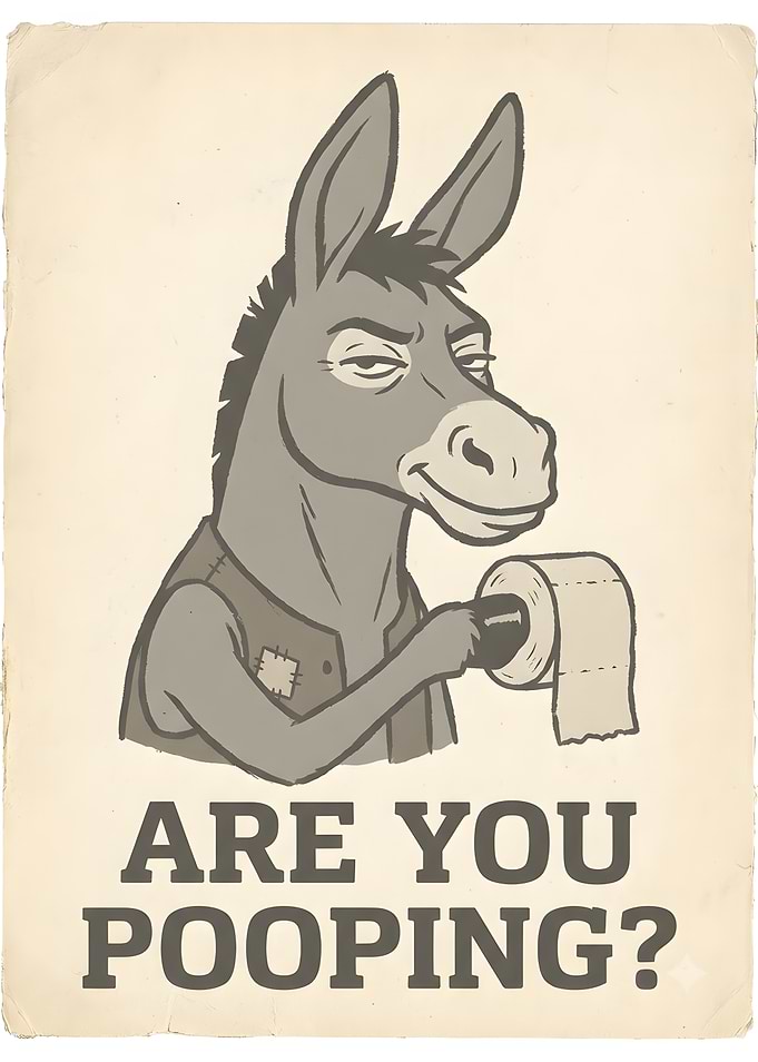 Funny Donkey Toilet Humor Poster
