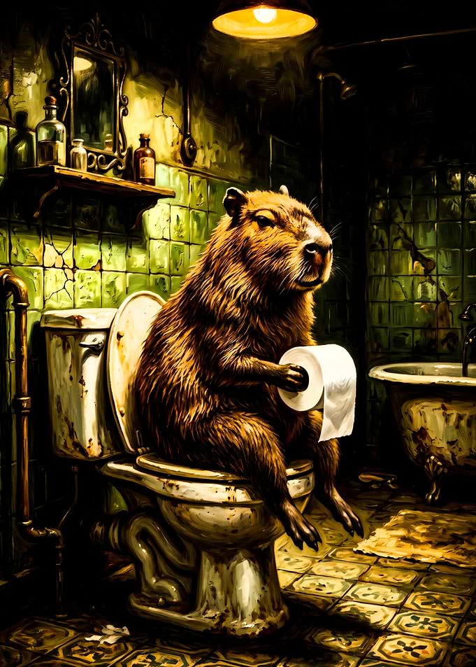 Capybara Sitting on a Toilet