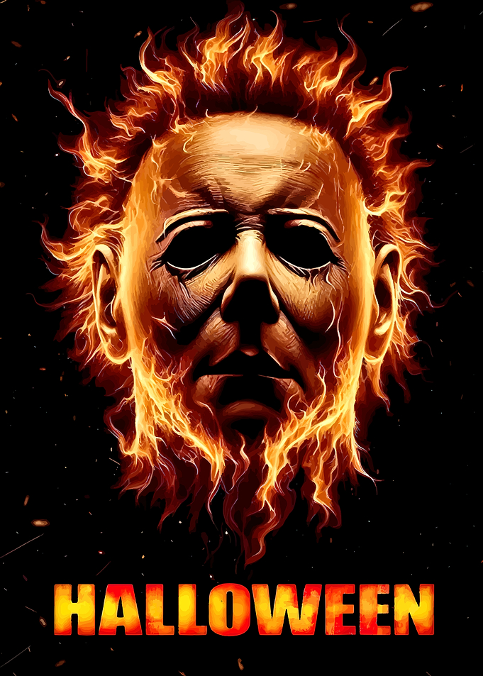 Michael Myers Halloween Fire Poster