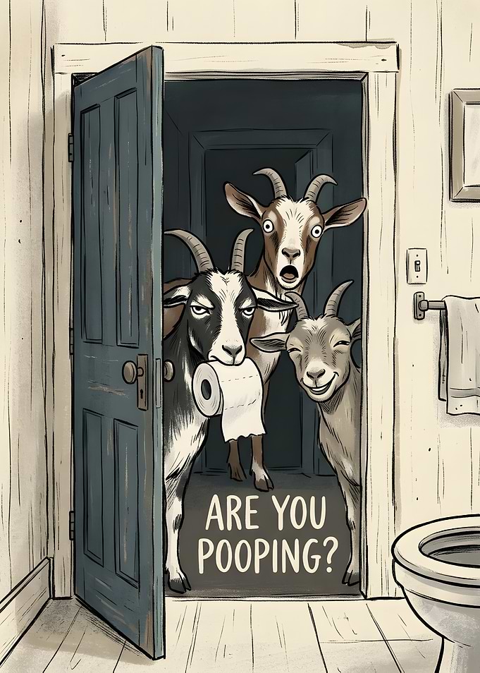 Funny Goats Interrupting Bathroom Time