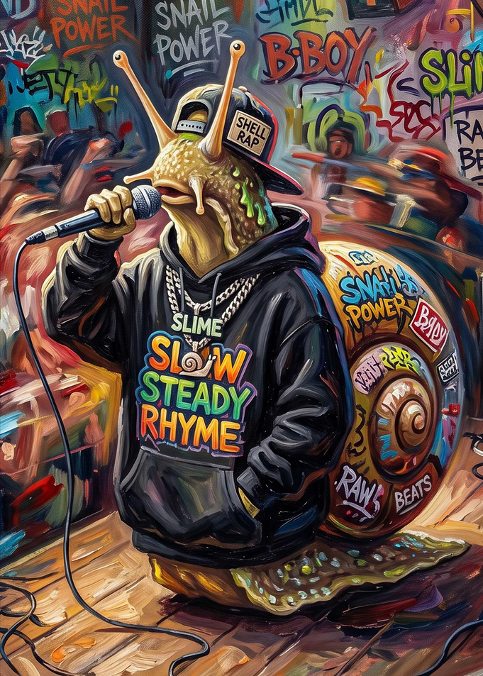 Rapping Snail in Hip Hop Gear