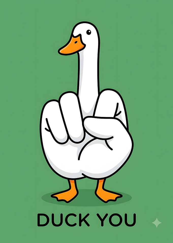 Funny Duck Giving Middle Finger