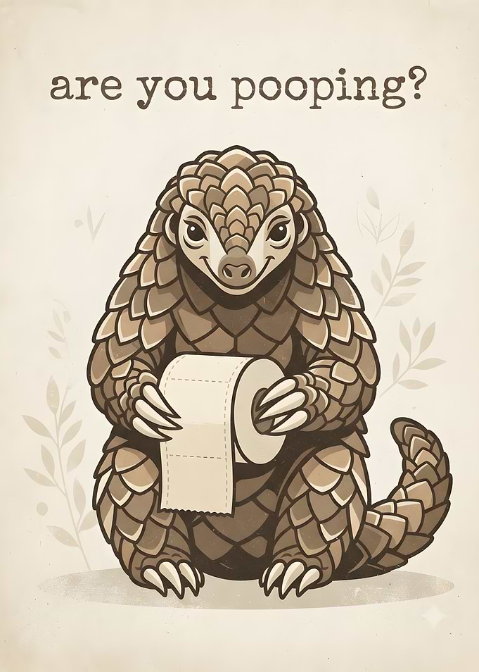 Funny Pangolin Holding Toilet Paper