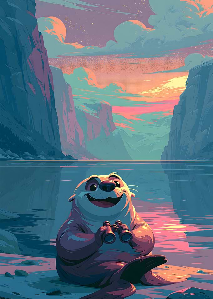Happy Otter Watching Nature