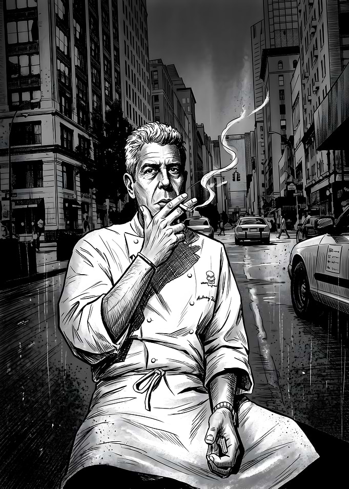 Anthony Bourdain Urban Portrait Illustration