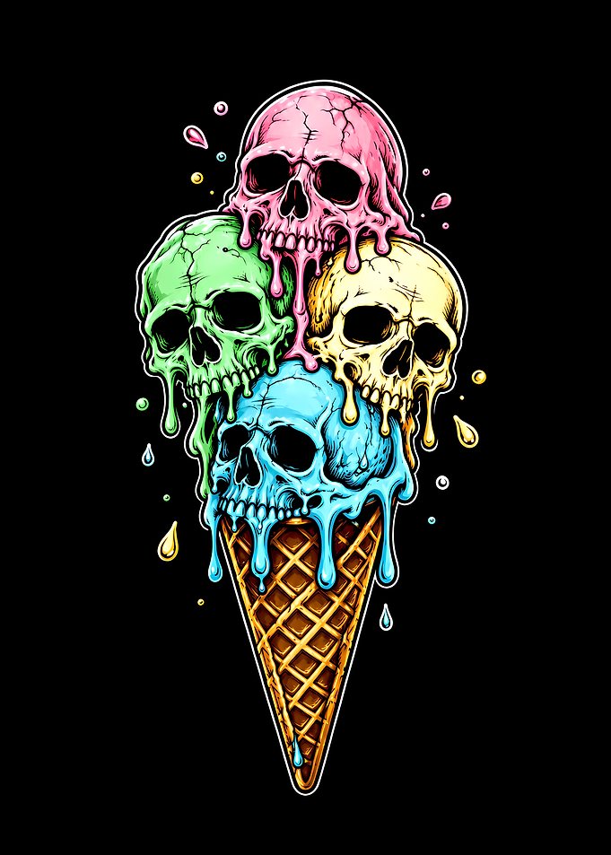 Melting Skull Ice Cream Cone