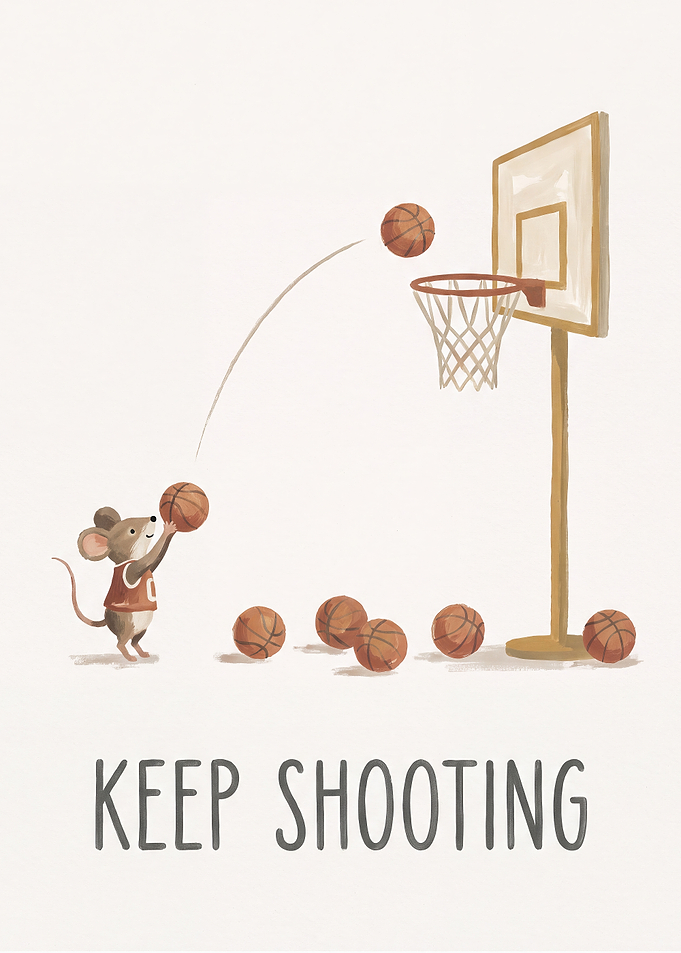 Cute Mouse Playing Basketball Illustration