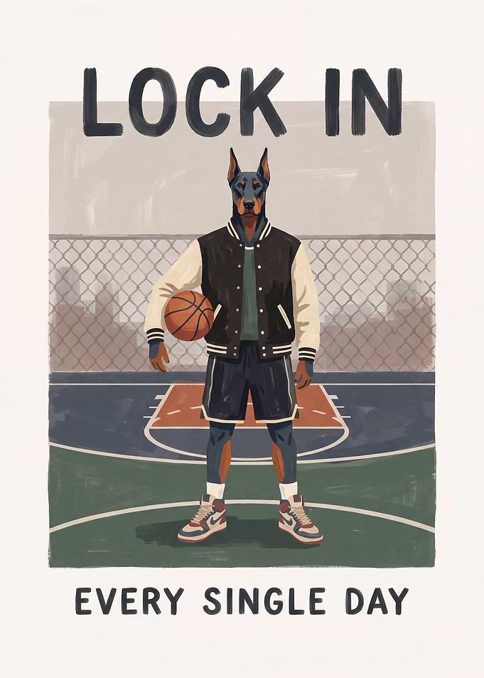Doberman Basketball Player Poster