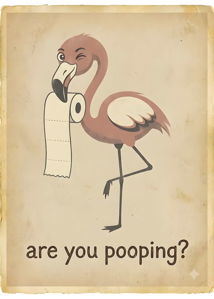 Funny Flamingo Bathroom Wall Art