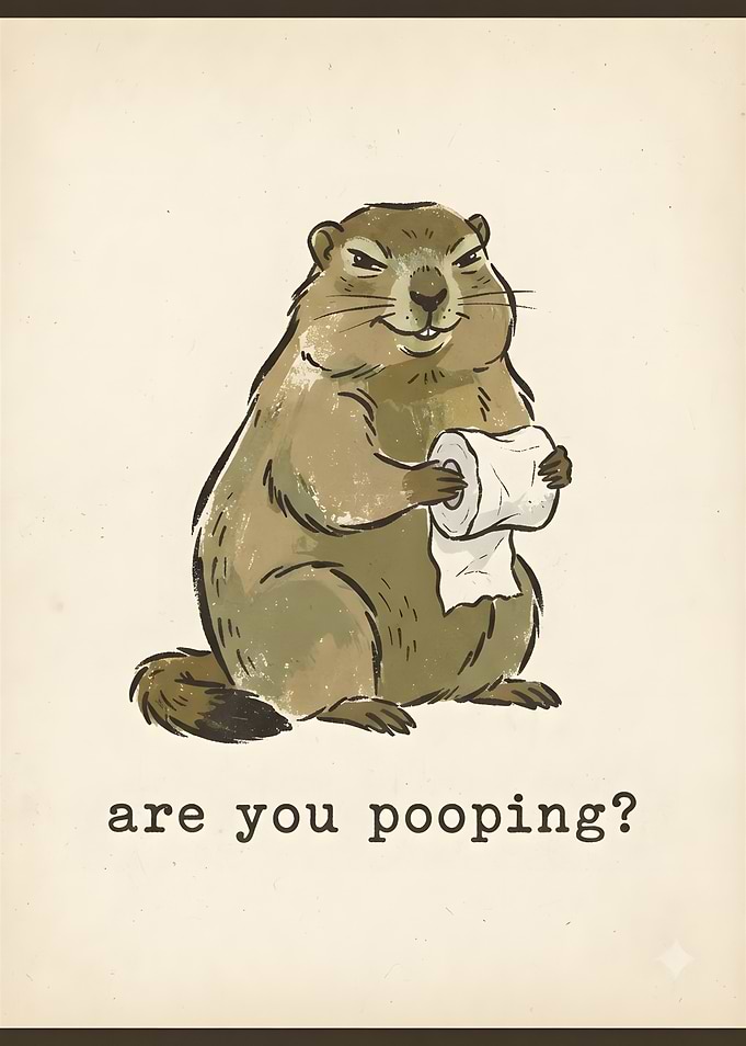 Funny Groundhog Toilet Paper Poster