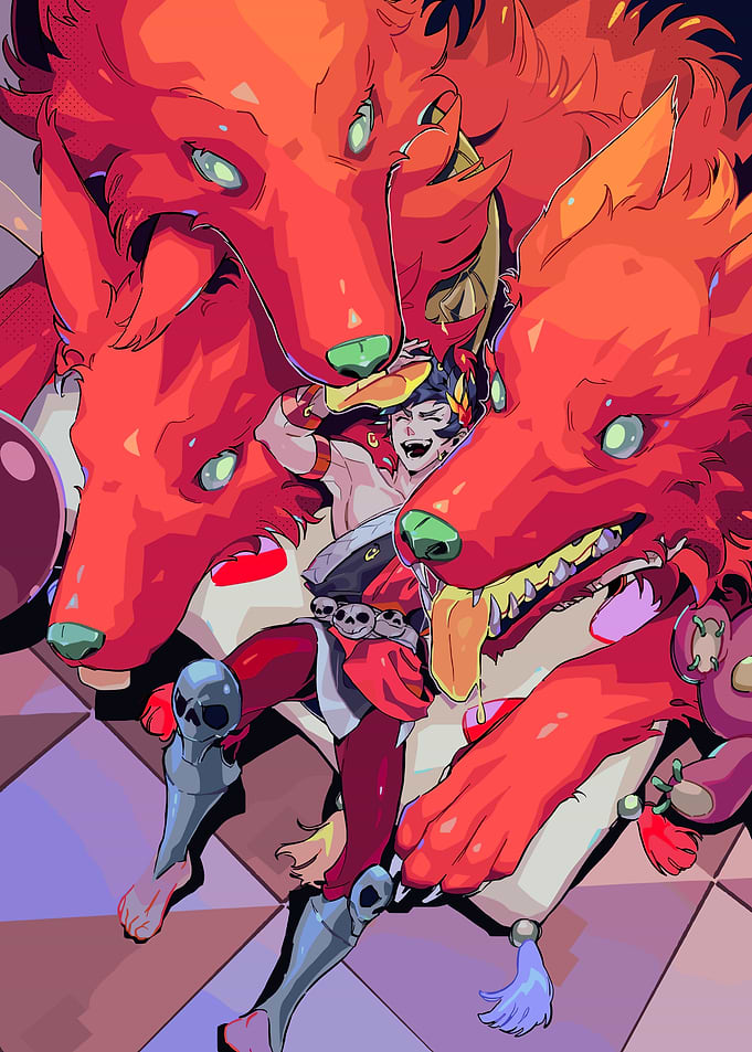 Zagreus and Cerberus from Hades