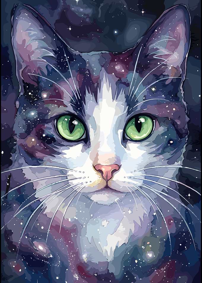 Cosmic Galaxy Cat Portrait