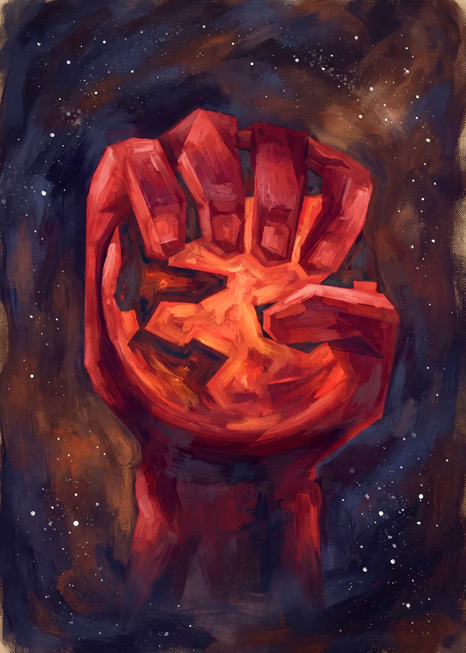 Fiery Cosmic Fist Illustration