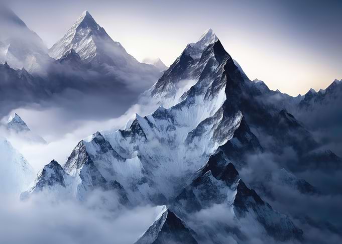 Majestic Snow-Capped Mountain Peaks