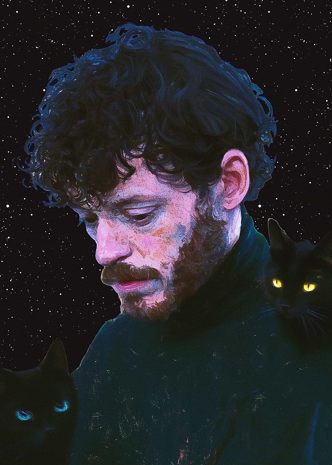 Man with Cats in Space
