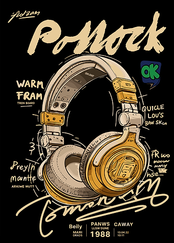 Retro Style Headphones Illustration