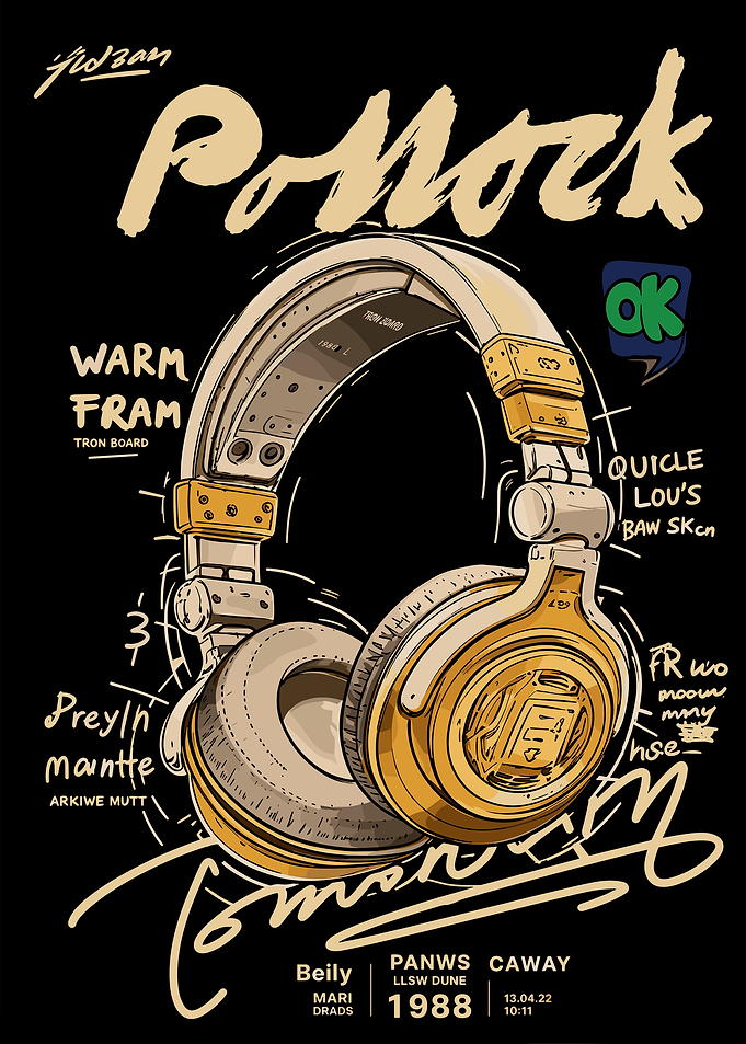 Retro Style Headphones Illustration