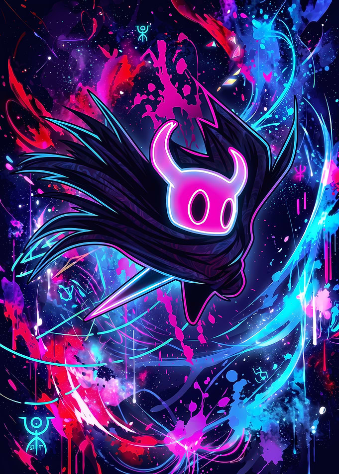 Neon Hollow Knight Abstract Art
