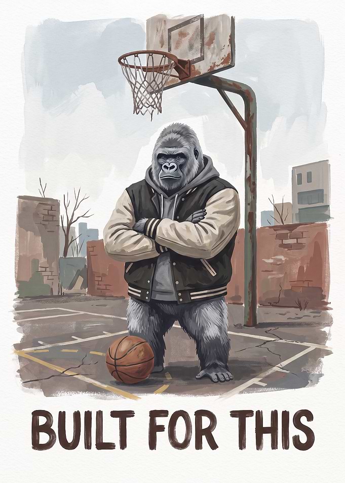Gorilla Basketball Player Poster