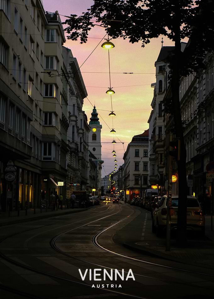 Sunset Street View in Vienna