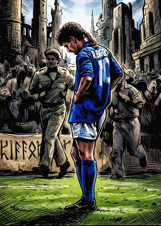 Roberto Baggio Soccer Illustration