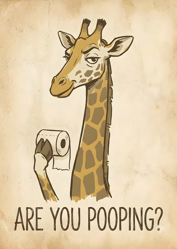 Funny Giraffe Bathroom Wall Art