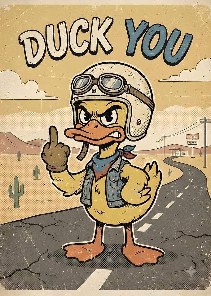 Angry Biker Duck Poster
