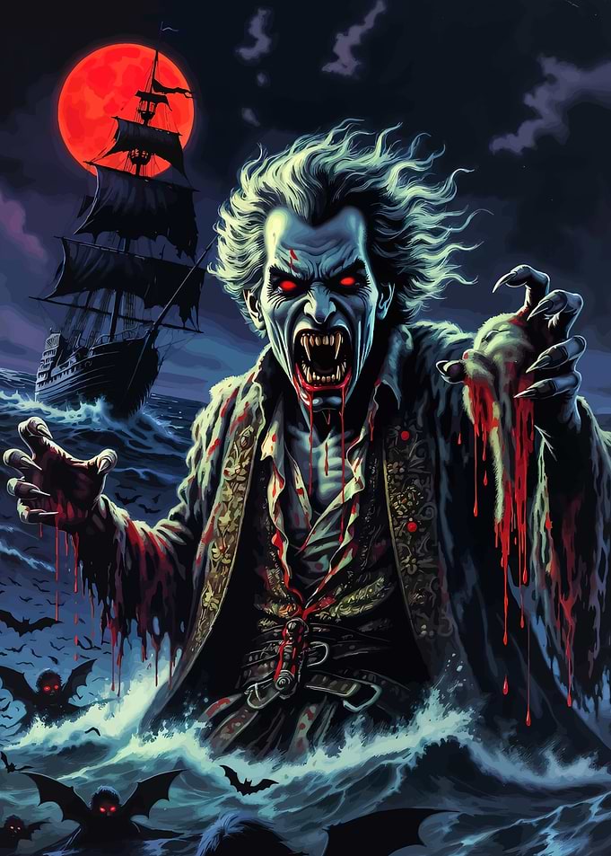 Vampire Captain Rising from the Sea