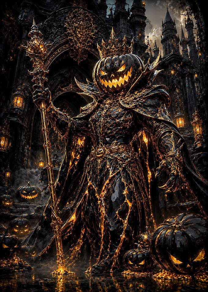 Dark Pumpkin King Gothic Fantasy Art