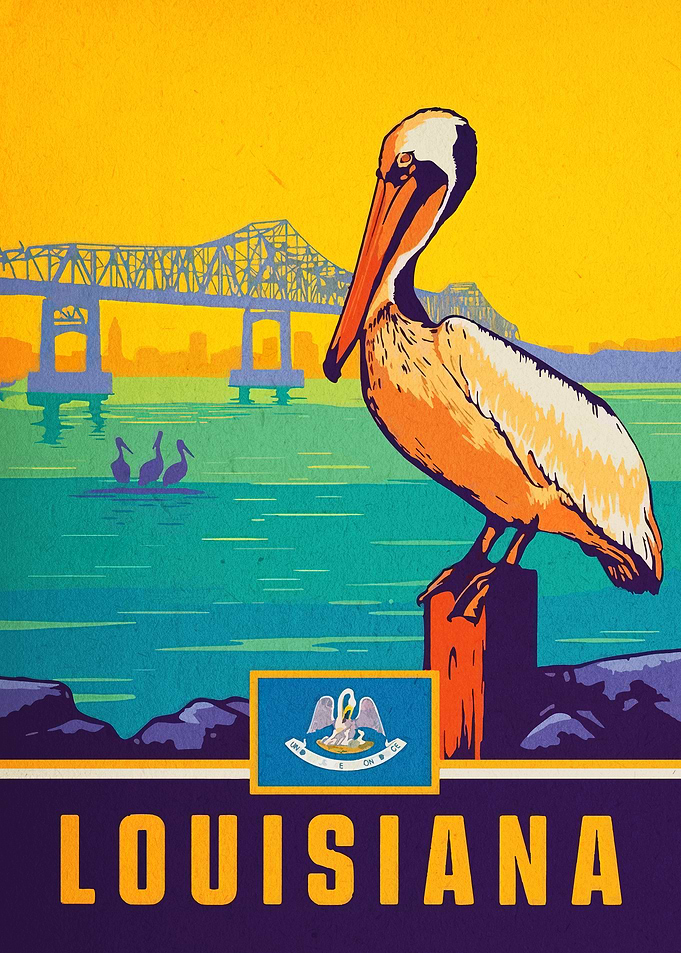 Vintage Louisiana Travel Poster