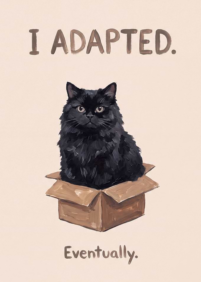 Black Cat Sitting in Cardboard Box