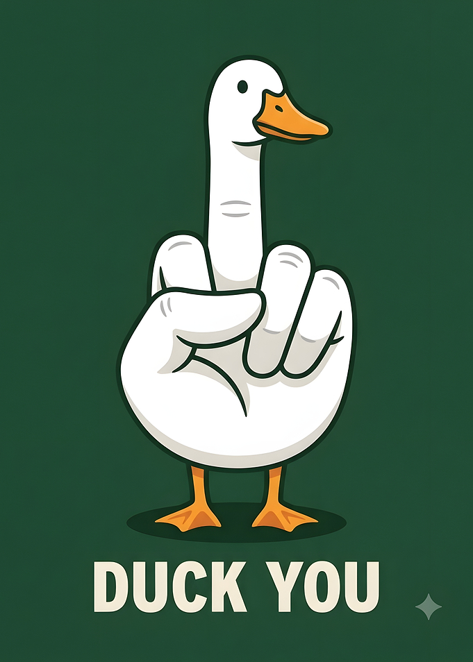 Funny Duck You Middle Finger Illustration