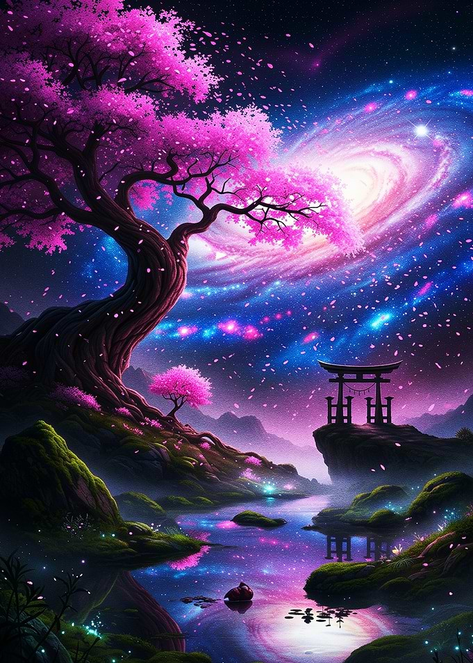 Cosmic Cherry Blossom Sanctuary