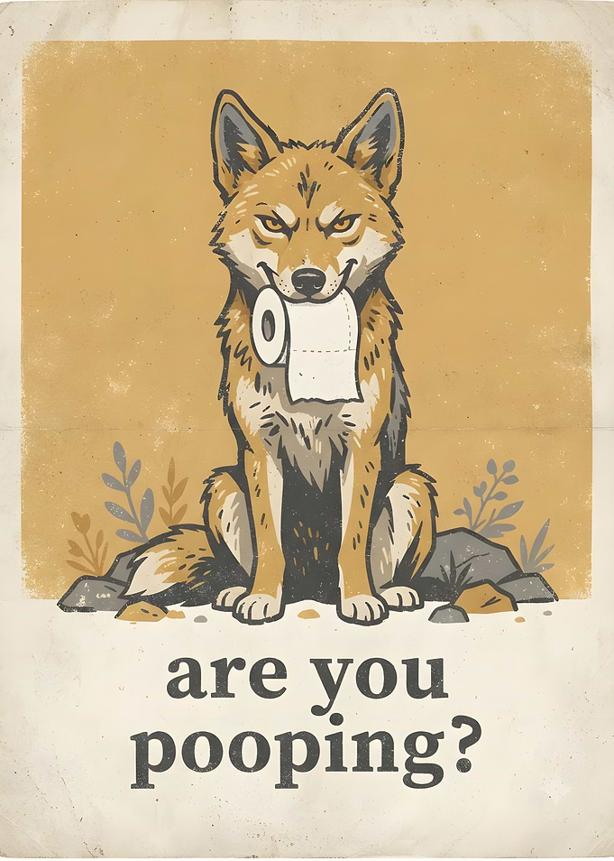 Funny Coyote Toilet Paper Poster