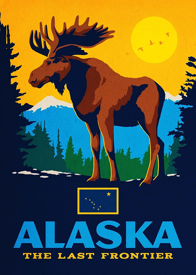 Alaska The Last Frontier Moose Poster