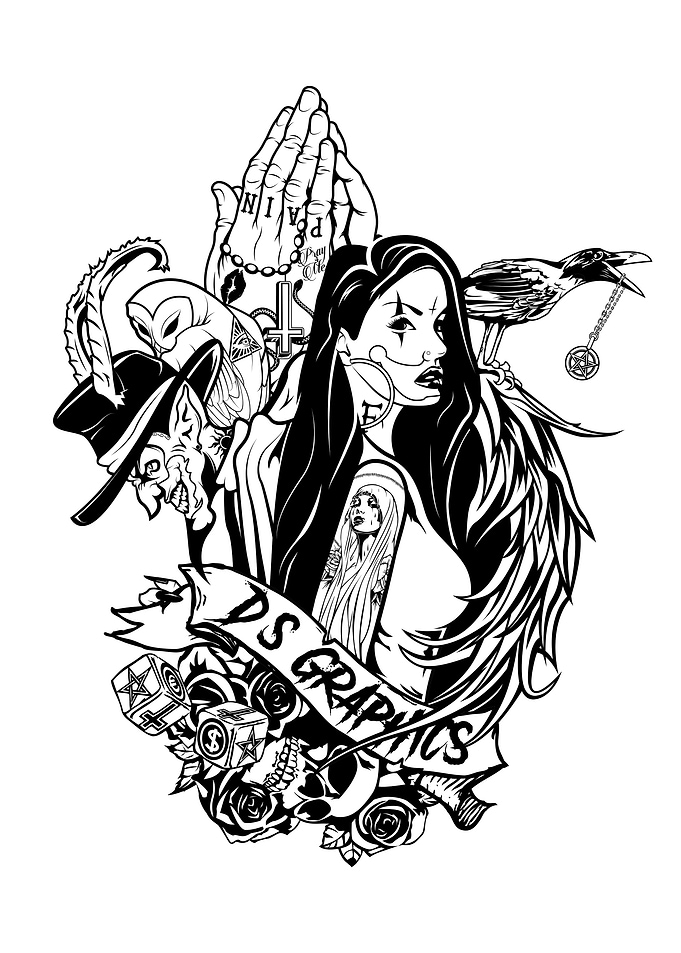 Chicano Style Tattoo Art Collage