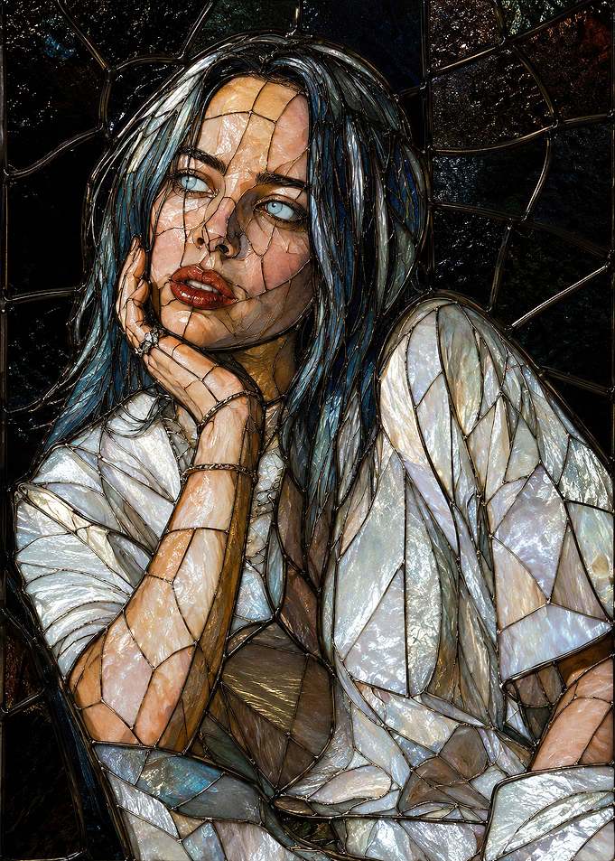 Billie Eilish Stained Glass Portrait