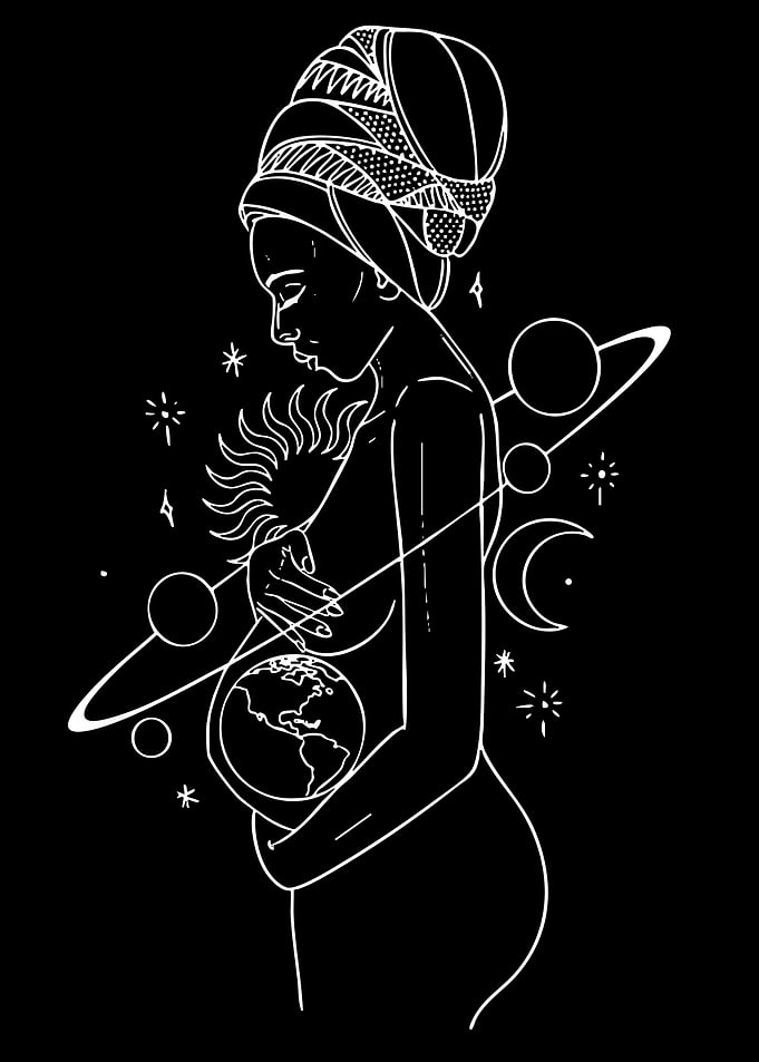 Celestial Mother Earth Line Art