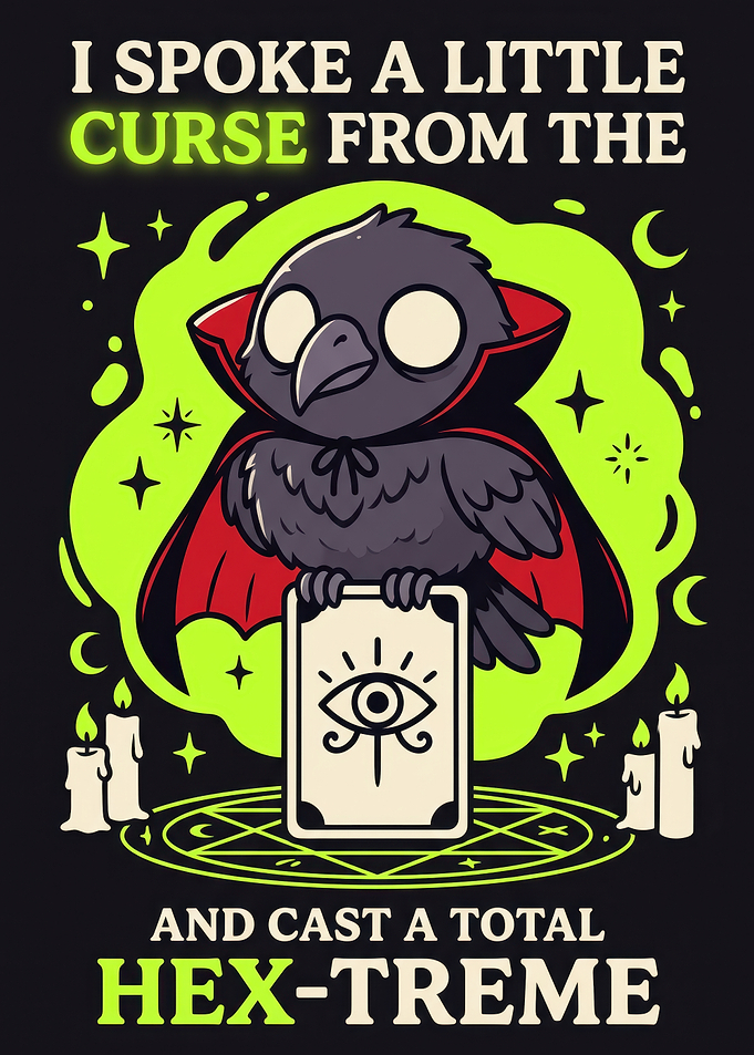 Cute Raven Witchcraft Hex-Treme Illustration