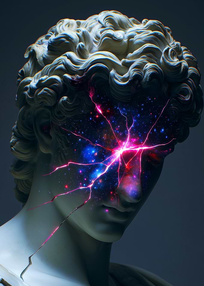 Cosmic Cracked Statue Head