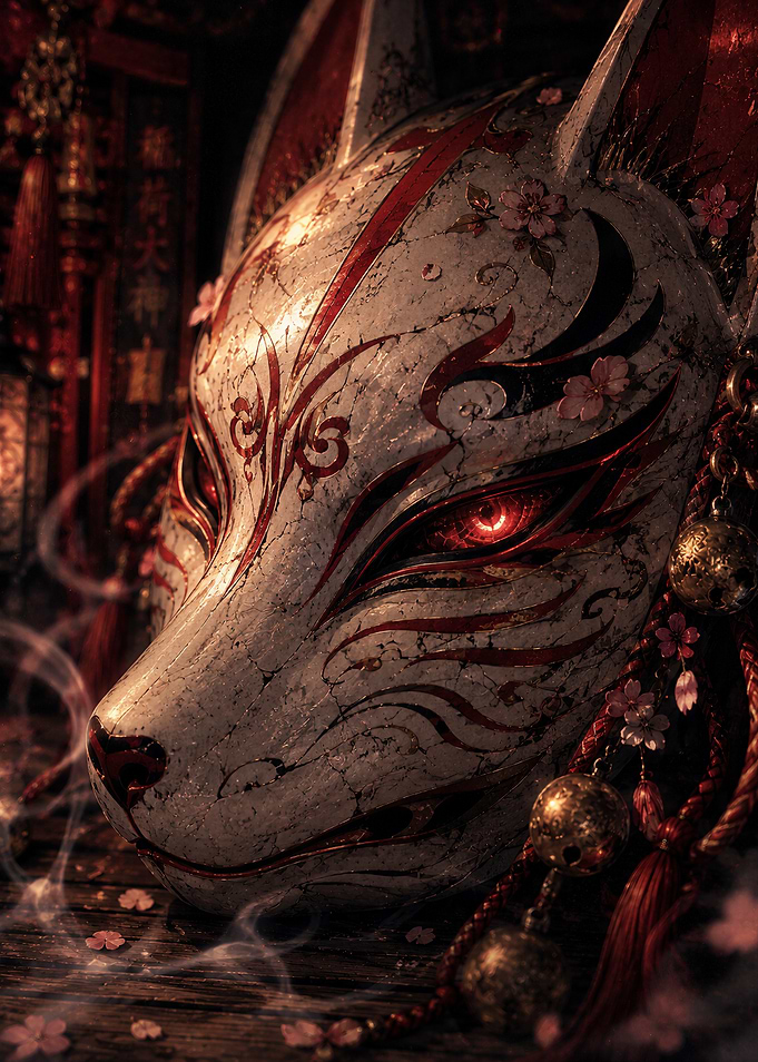 Intricate Kitsune Fox Mask