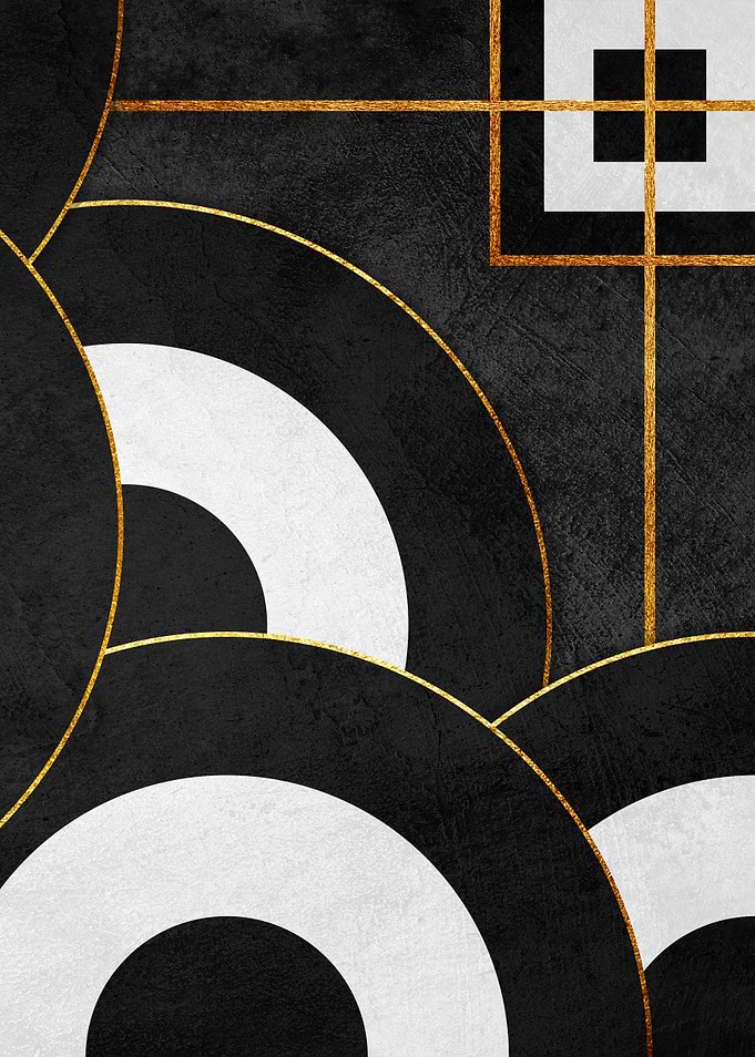 Abstract Geometric Gold and Black Art