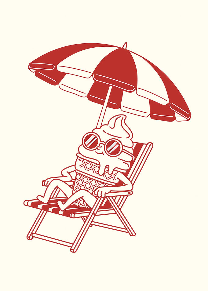 Cool Ice Cream Relaxing on Beach
