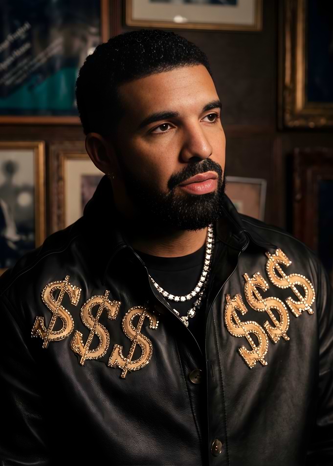 Portrait of Drake in Leather Jacket
