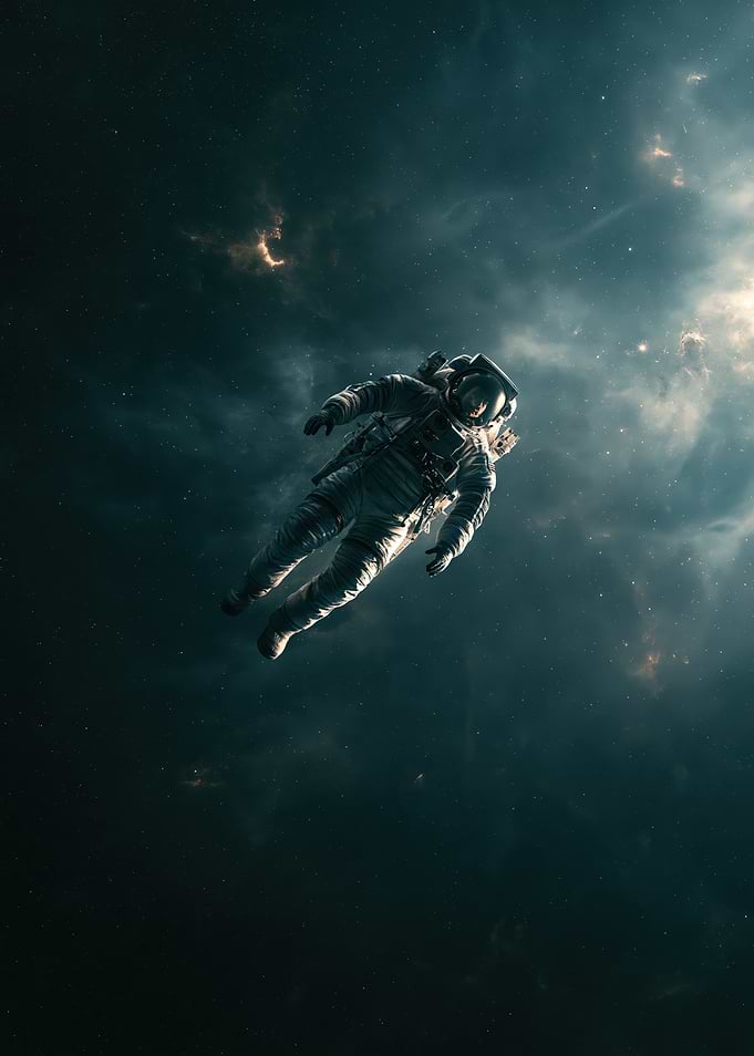 Astronaut Floating in Deep Space