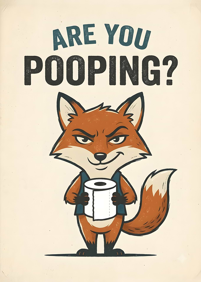 Funny Fox Toilet Paper Bathroom Poster