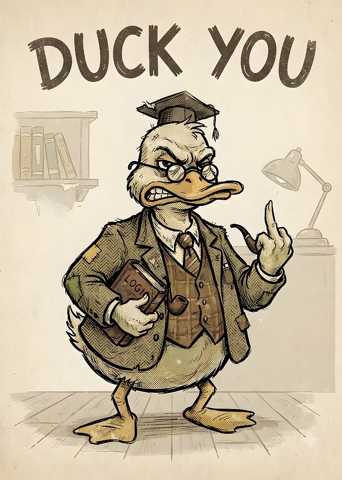 Angry Professor Duck Illustration